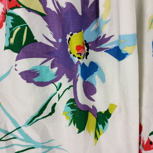 Floral Print A-Line Skirt With Pockets Ann Taylor Size 4 White Multicolor Lined - Picture 8 of 11